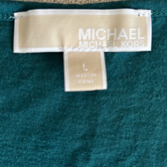 NWOT Michael Kors Women's Woven Mix Double Hem Teal Tank Top Blouse - Picture 7 of 8